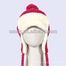 PK17ST337 ladies knit bombín de invierno sombrero con piel caliente